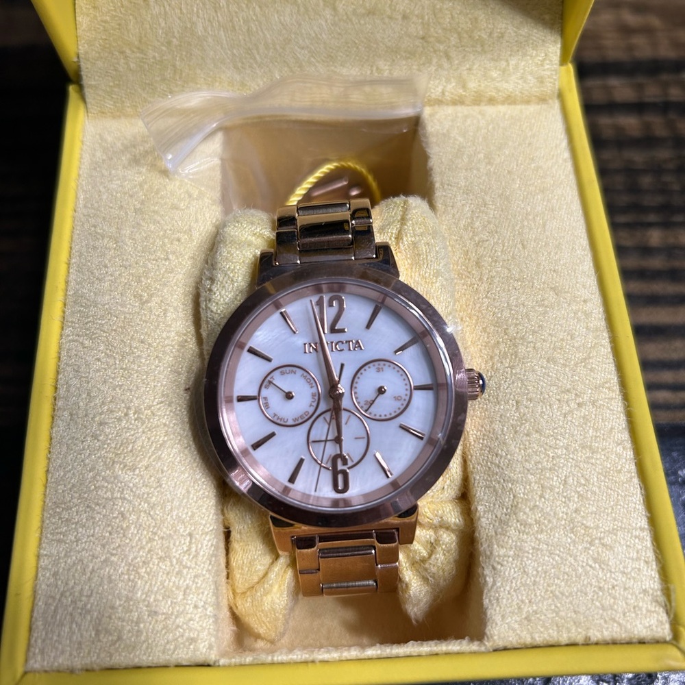 Invicta Rose Gold Watch with Mother of Pearl Dial